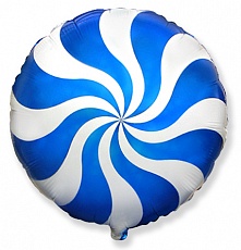 Фольгированный шар (46 см) Круг, Леденец, Синий